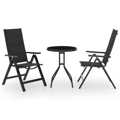 Set mobilier bistro, 3 piese, negru și antracit GartenMobel Dekor