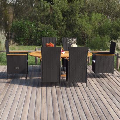 Set mobilier de grădină, 7 piese, negru, poliratan GartenMobel Dekor