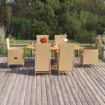 Set mobilier de grădină, 7 piese, bej, poliratan GartenMobel Dekor
