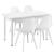 Set masă dining Horten cu 4 scaune albe, design modern, 120x60 cm