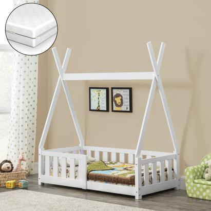 Kinderbett Helsingborg mit Matratze 70x140 cm Weiß [en.casa]