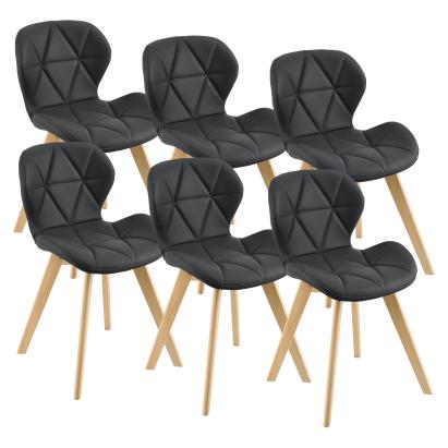 Set 6 scaune dining Älmhult, negre, din piele ecologică, 78x47x52 cm