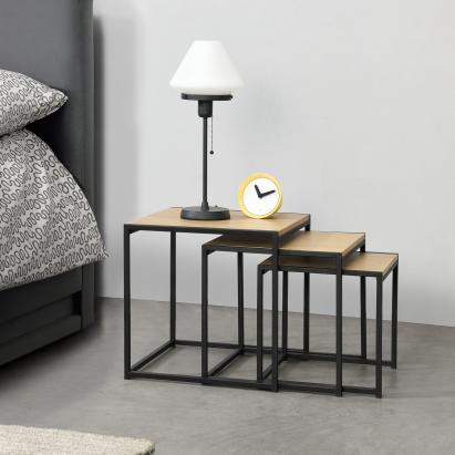 Beistelltisch Ringsaker 3er Set Eiche-Optik en.casa