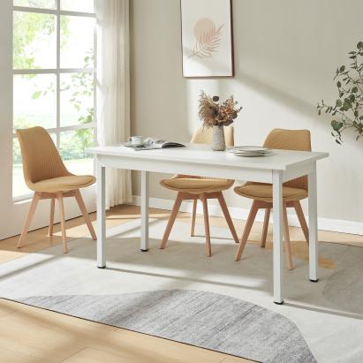 Masă de dining albă Den Haag 140x60 cm pentru 6 persoane