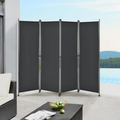 Paravan exterior Modica 170x215 cm, negru, 4 panouri, pro.tec