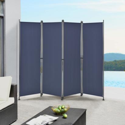 Paravan exterior Modica 170x215 cm, albastru închis, 4 panouri