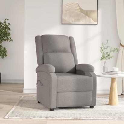 Fotoliu rabatabil electric, gri taupe, material textil GartenMobel Dekor
