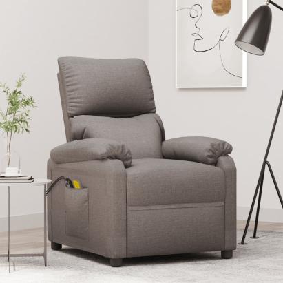 Fotoliu de masaj electric rabatabil, gri taupe, textil GartenMobel Dekor