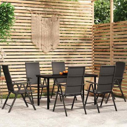 Set de servit masa pentru grădină, 7 piese, negru GartenMobel Dekor