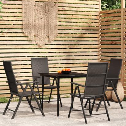 Set de servit masa pentru grădină, 5 piese, negru GartenMobel Dekor