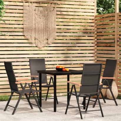 Set de servit masa pentru grădină, 5 piese, negru GartenMobel Dekor