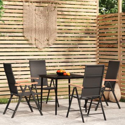 Set de servit masa pentru grădină, 5 piese, negru GartenMobel Dekor