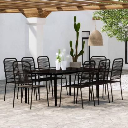 Set mobilier de grădină, 9 piese, negru GartenMobel Dekor