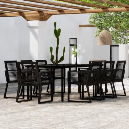 Set de mobilier pentru grădină, 9 piese, negru GartenMobel Dekor