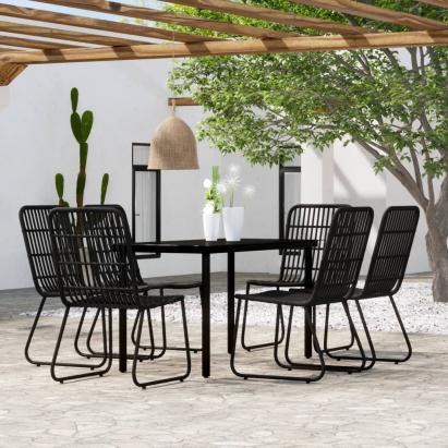 Set mobilier de grădină, 7 piese, negru GartenMobel Dekor