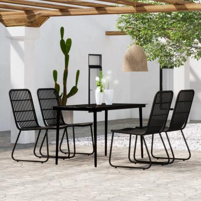 Set de servit masa pentru grădină, 5 piese, negru GartenMobel Dekor