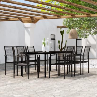 Set mobilier de grădină, 9 piese, negru GartenMobel Dekor