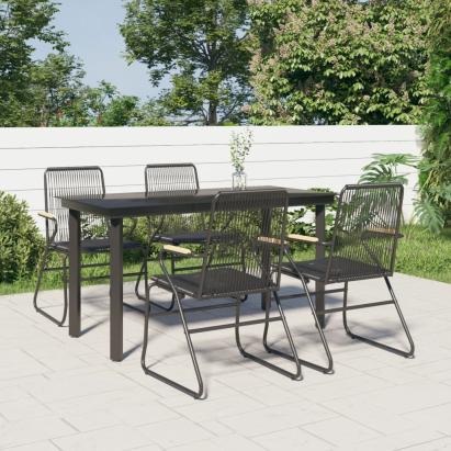 Set mobilier de grădină, 5 piese, negru, ratan PVC GartenMobel Dekor