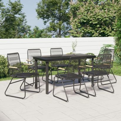 Set mobilier de grădină, 7 piese, negru, ratan PVC GartenMobel Dekor