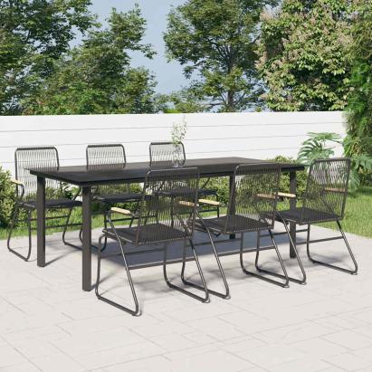 Set mobilier de grădină, 7 piese, negru, ratan PVC GartenMobel Dekor