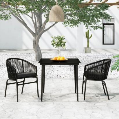 Set de mobilier pentru grădină, 3 piese, negru GartenMobel Dekor
