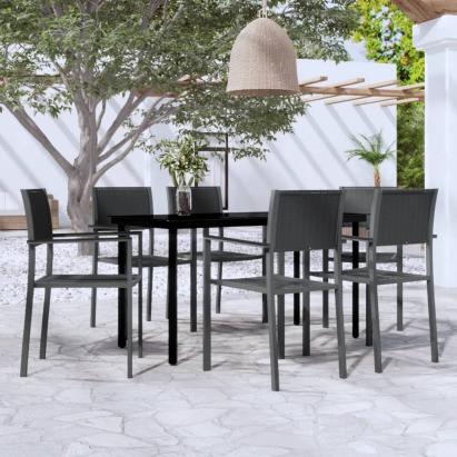 Set de servit masa pentru grădină, 7 piese, negru GartenMobel Dekor