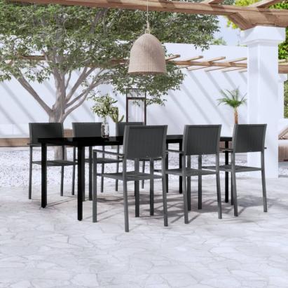 Set mobilier de grădină, 7 piese, negru GartenMobel Dekor