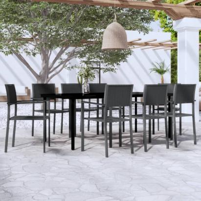 Set mobilier de grădină, 9 piese, negru GartenMobel Dekor