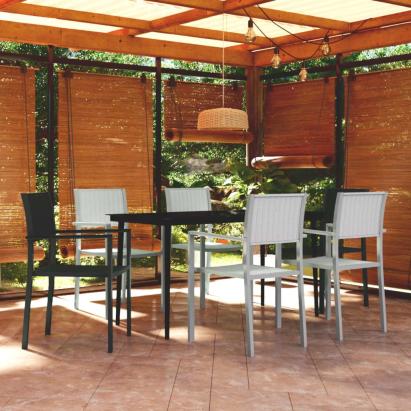 Set mobilier pentru grădină, alb și negru, 7 piese GartenMobel Dekor
