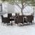 Set de masă pentru grădină, 7 piese, cu perne, negru GartenMobel Dekor