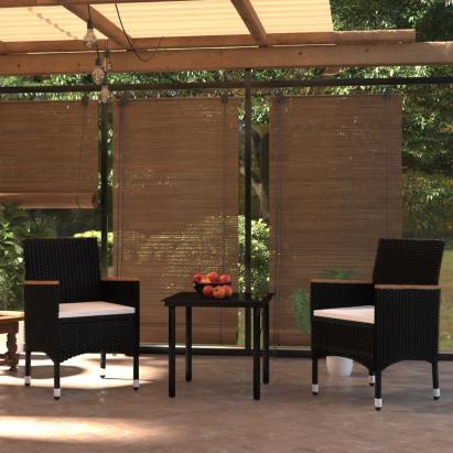 Set mobilier de grădină cu perne, 3 piese, negru GartenMobel Dekor