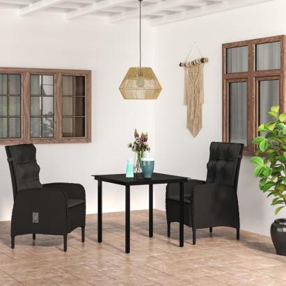 Set mobilier de grădină, cu perne, 3 piese, negru GartenMobel Dekor