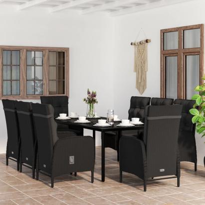 Set mobilier de grădină cu perne, 9 piese, negru GartenMobel Dekor