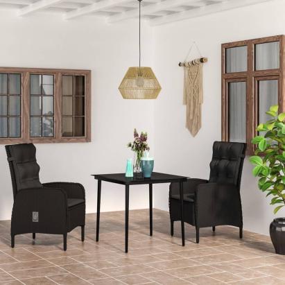 Set mobilier de grădină cu perne, 3 piese, negru GartenMobel Dekor