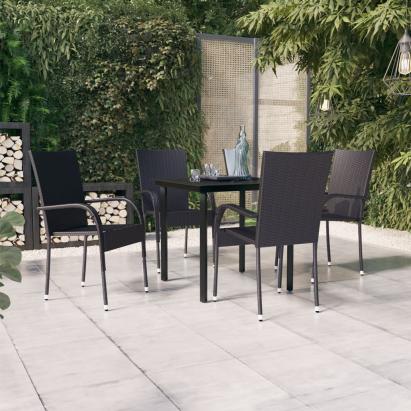 Set mobilier de grădină, 5 piese, negru GartenMobel Dekor