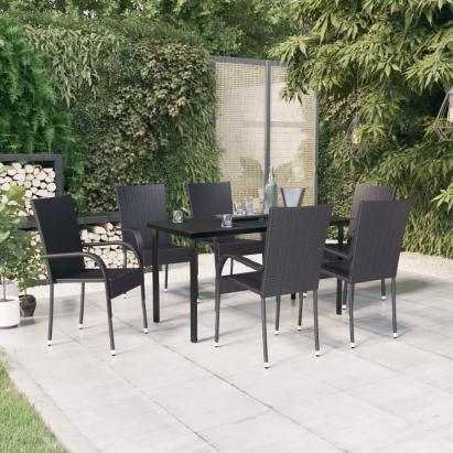 Set mobilier de grădină, 7 piese, negru GartenMobel Dekor