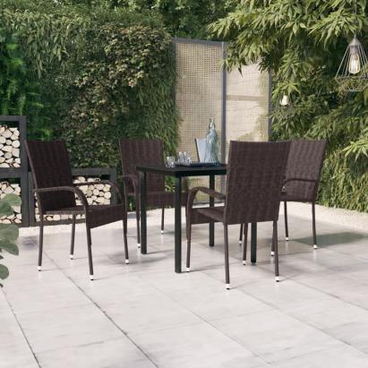 Set mobilier de grădină, 5 piese, maro și negru GartenMobel Dekor