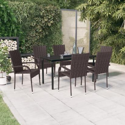 Set mobilier de grădină, 7 piese, maro și negru GartenMobel Dekor