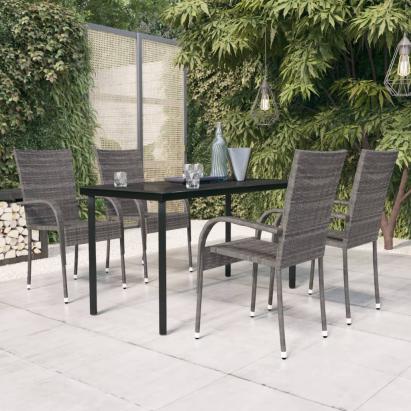 Set mobilier de grădină, 5 piese, gri și negru GartenMobel Dekor