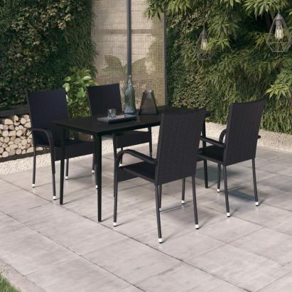 Set de servit masa pentru grădină, 5 piese, negru GartenMobel Dekor