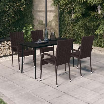 Set de servit masa pentru grădină, 5 piese, maro și negru GartenMobel Dekor