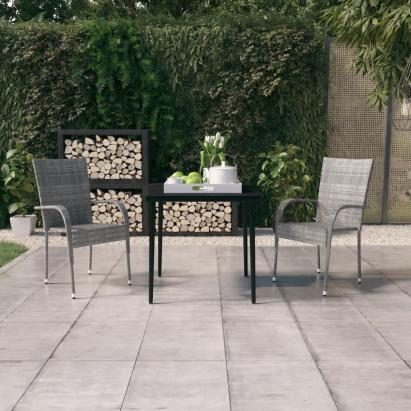 Set mobilier de grădină, 3 piese, gri și negru GartenMobel Dekor