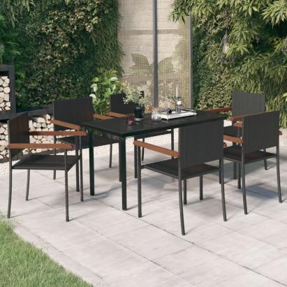 Set de servit masa pentru grădină, 7 piese, negru GartenMobel Dekor