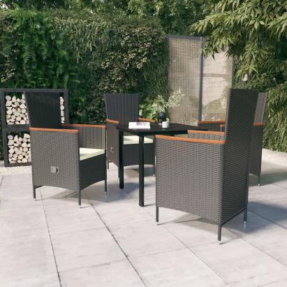 Set masă pentru grădină, 5 piese, cu perne, negru GartenMobel Dekor