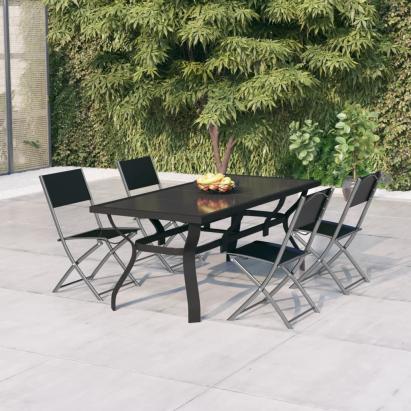Set de servit masa pentru grădină, 5 piese, gri și negru GartenMobel Dekor