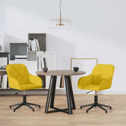 Scaune de bucătărie pivotante, 2 buc., galben, catifea GartenMobel Dekor