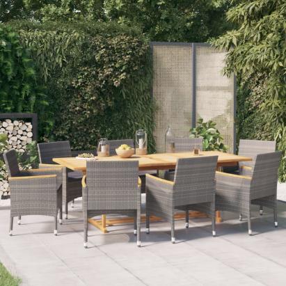 Set mobilier de grădină cu perne, gri, 9 piese GartenMobel Dekor