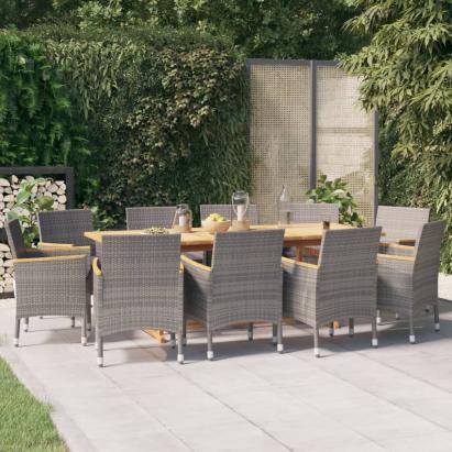 Set mobilier de grădină cu perne, 11 piese, gri GartenMobel Dekor