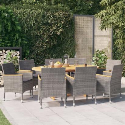 Set mobilier de grădină cu perne, 9 piese, gri GartenMobel Dekor