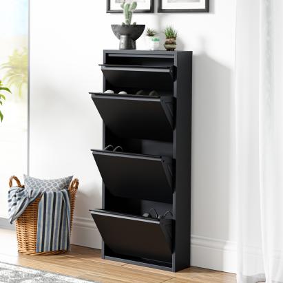 Pantofar metalic Sokndal cu 4 clapete, negru, pentru hol ingust